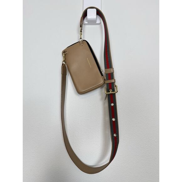 Bandolier Tan Crossbody Bag with Red and Green Strap - Picture 9 of 16